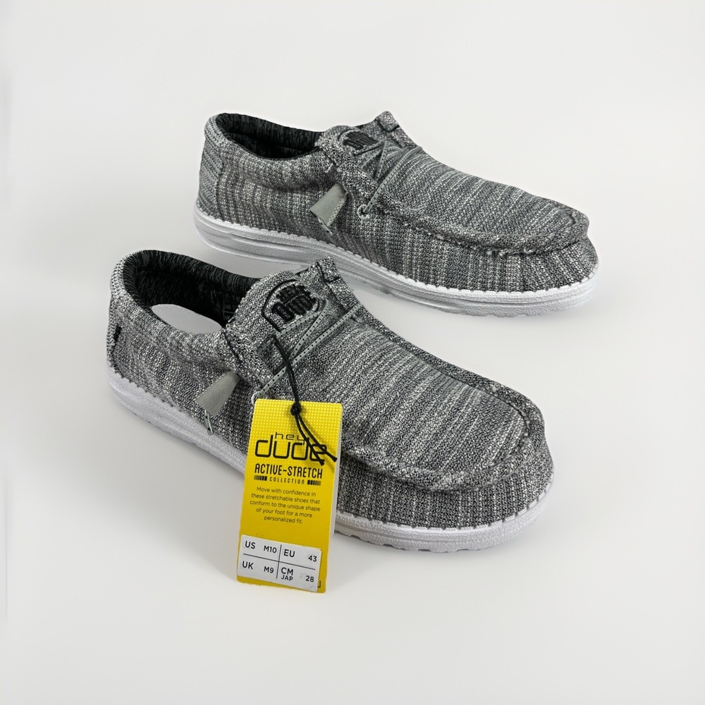 Hey Dude Men's Wally Stretch Mix Slip-On Shoes Color Granite Size M10
